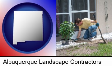 a landscape contractor working on a landscaping project in Albuquerque, NM