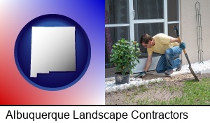Albuquerque, New Mexico - a landscape contractor working on a landscaping project