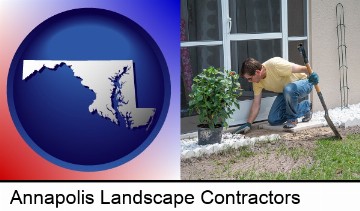 a landscape contractor working on a landscaping project in Annapolis, MD