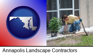 Annapolis, Maryland - a landscape contractor working on a landscaping project