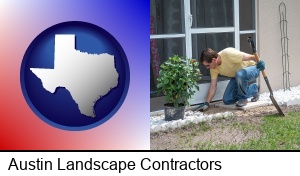 Austin, Texas - a landscape contractor working on a landscaping project