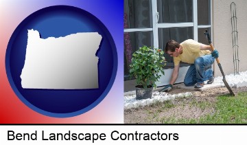 a landscape contractor working on a landscaping project in Bend, OR