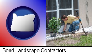 Bend, Oregon - a landscape contractor working on a landscaping project