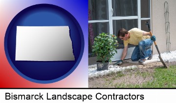 a landscape contractor working on a landscaping project in Bismarck, ND