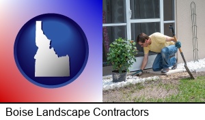 Boise, Idaho - a landscape contractor working on a landscaping project