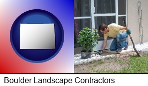 Boulder, Colorado - a landscape contractor working on a landscaping project