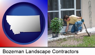 a landscape contractor working on a landscaping project in Bozeman, MT