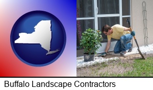 Buffalo, New York - a landscape contractor working on a landscaping project