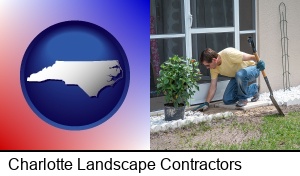 Charlotte, North Carolina - a landscape contractor working on a landscaping project
