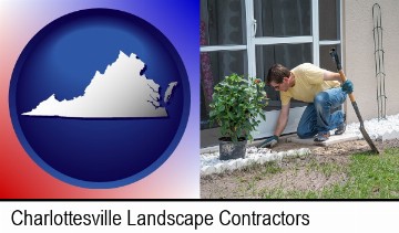 a landscape contractor working on a landscaping project in Charlottesville, VA