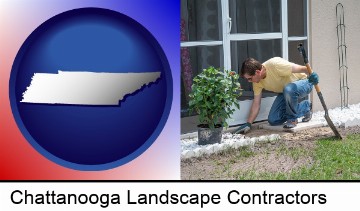 a landscape contractor working on a landscaping project in Chattanooga, TN