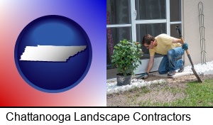 Chattanooga, Tennessee - a landscape contractor working on a landscaping project