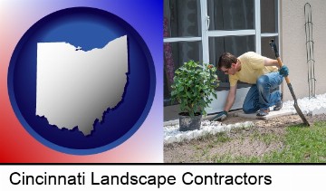 a landscape contractor working on a landscaping project in Cincinnati, OH