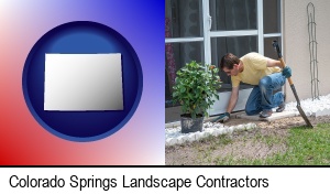 Colorado Springs, Colorado - a landscape contractor working on a landscaping project