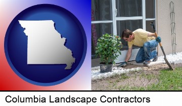 a landscape contractor working on a landscaping project in Columbia, MO