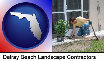 a landscape contractor working on a landscaping project in Delray Beach, FL