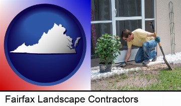 a landscape contractor working on a landscaping project in Fairfax, VA