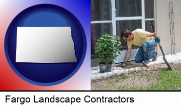 a landscape contractor working on a landscaping project in Fargo, ND