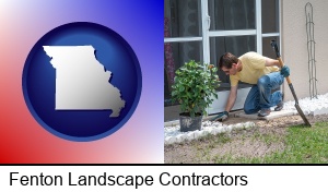 Fenton, Missouri - a landscape contractor working on a landscaping project