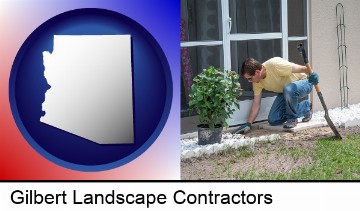 a landscape contractor working on a landscaping project in Gilbert, AZ
