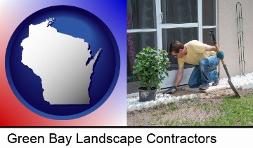 a landscape contractor working on a landscaping project in Green Bay, WI