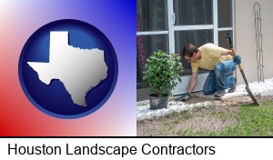 Houston, Texas - a landscape contractor working on a landscaping project