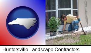 Huntersville, North Carolina - a landscape contractor working on a landscaping project