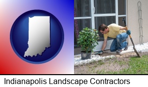 Indianapolis, Indiana - a landscape contractor working on a landscaping project