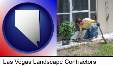 a landscape contractor working on a landscaping project in Las Vegas, NV