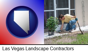 Las Vegas, Nevada - a landscape contractor working on a landscaping project