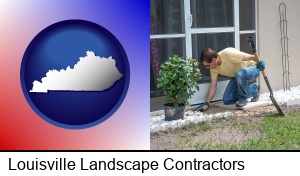 Louisville, Kentucky - a landscape contractor working on a landscaping project