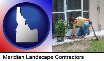 a landscape contractor working on a landscaping project in Meridian, ID