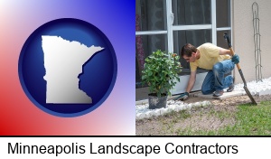 Minneapolis, Minnesota - a landscape contractor working on a landscaping project