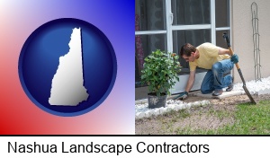 Nashua, New Hampshire - a landscape contractor working on a landscaping project
