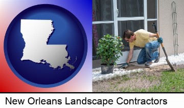 a landscape contractor working on a landscaping project in New Orleans, LA