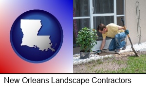 New Orleans, Louisiana - a landscape contractor working on a landscaping project