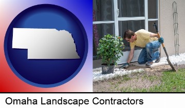 a landscape contractor working on a landscaping project in Omaha, NE