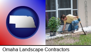 Omaha, Nebraska - a landscape contractor working on a landscaping project