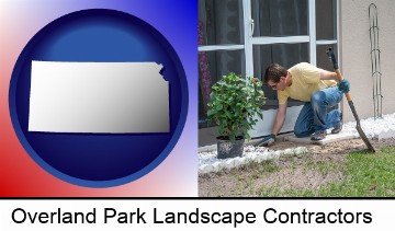 a landscape contractor working on a landscaping project in Overland Park, KS