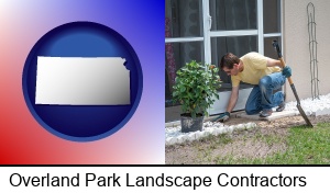 Overland Park, Kansas - a landscape contractor working on a landscaping project