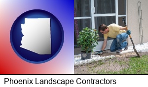 Phoenix, Arizona - a landscape contractor working on a landscaping project