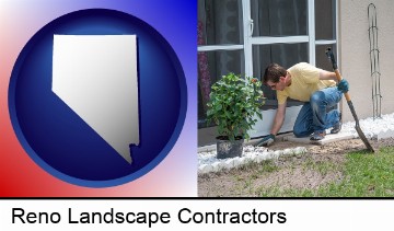 a landscape contractor working on a landscaping project in Reno, NV