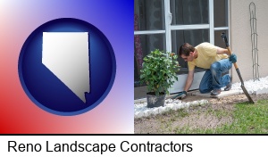 Reno, Nevada - a landscape contractor working on a landscaping project