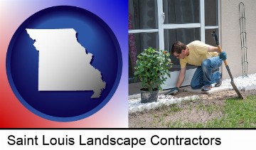 a landscape contractor working on a landscaping project in Saint Louis, MO