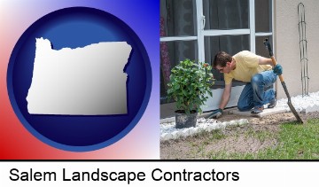 a landscape contractor working on a landscaping project in Salem, OR