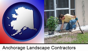 a landscape contractor working on a landscaping project in Anchorage, AK