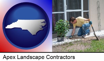 a landscape contractor working on a landscaping project in Apex, NC