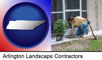 a landscape contractor working on a landscaping project in Arlington, TN