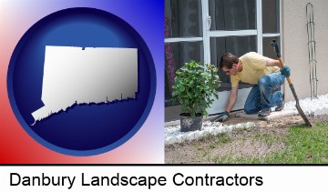 a landscape contractor working on a landscaping project in Danbury, CT