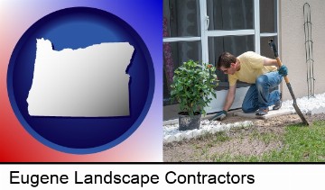a landscape contractor working on a landscaping project in Eugene, OR